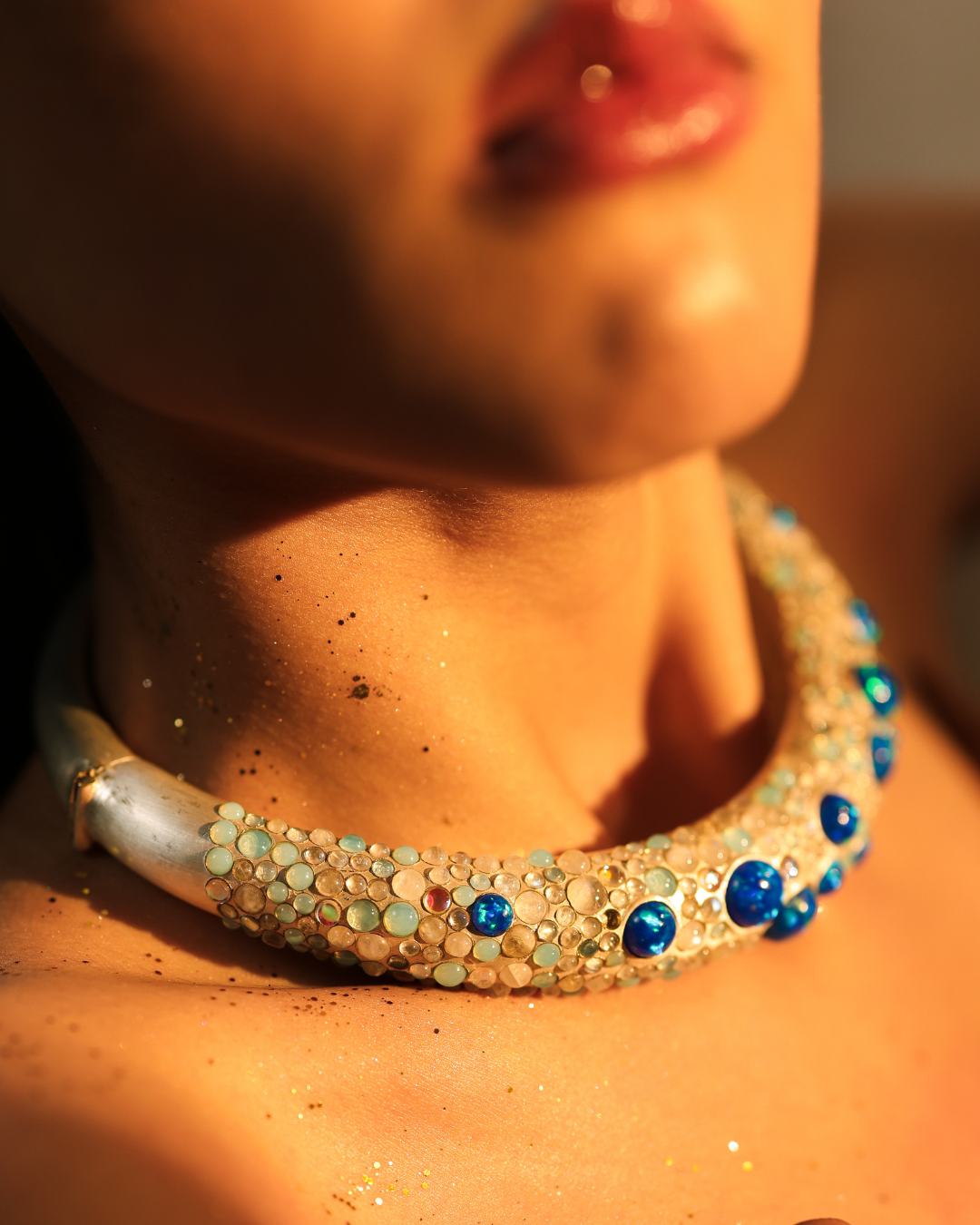 Blue Opal Orbs Hasli Necklace - MHARI by Alay Somani