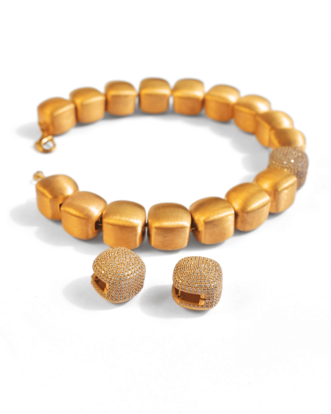 The Cubic Majesty Gold Set (Necklace | Earrings | Ring)