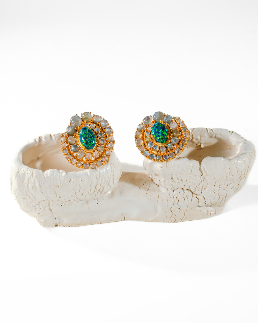 The Green Opal Spiral Earrings