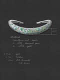 Original design sketch of Blue Opal Orbs hasli necklace with stone and material notes