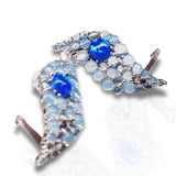Blue opal wave ear cuff with lapis and moonstone on white background