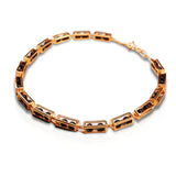 Gold interchangeable box link choker necklace with agate beads on white