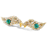 Pair of green opal wave ear cuffs showing labradorite and opal stone layout
