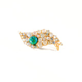 Green fire opal and labradorite wave ear cuff in gold on white background