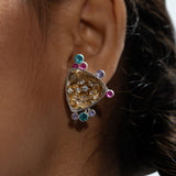 Irodori Choker Earring with multistone zircon surround worn close to ear in warm editorial profile shot.