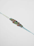 Irodori choker necklace with mixed zircon cluster motifs and coloured stone accents in silver on neutral background.