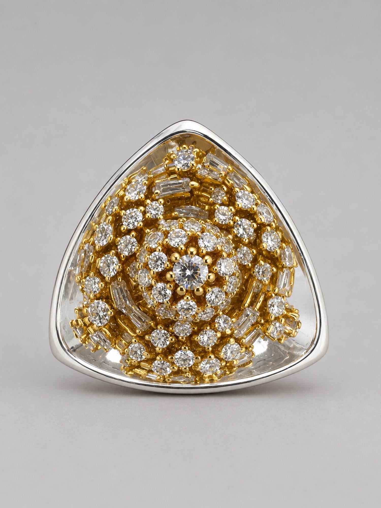 MHARI Irodori Large sculptural statement earring in mirror-polished 925 silver with zircon stones