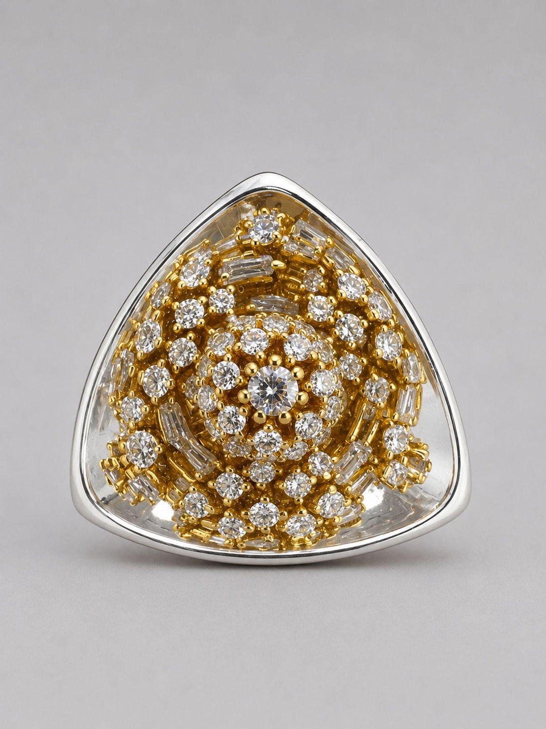 MHARI Irodori Large statement earrings in mirror-polished 925 silver with dense zircon setting, pair