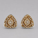 MHARI Irodori Large statement earrings in mirror-polished 925 silver with dense zircon setting, pair