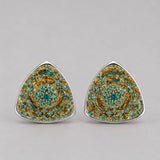 MHARI Irodori Large statement earrings in 925 silver with turquoise stone setting, front pair