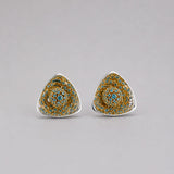 MHARI Irodori Large turquoise statement earrings on mirror-polished 925 silver, full pair