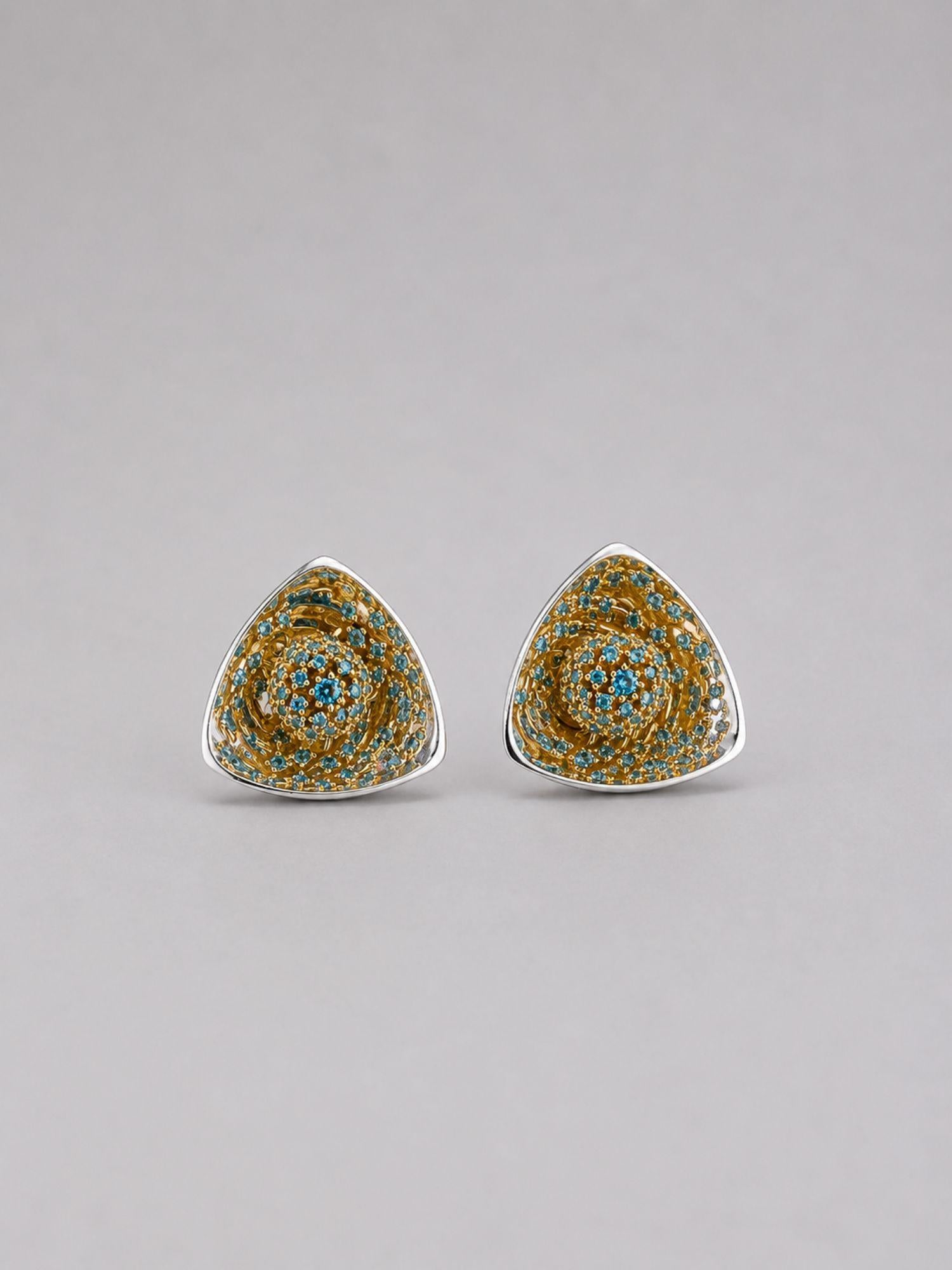 MHARI Irodori Large turquoise statement earrings on mirror-polished 925 silver, full pair