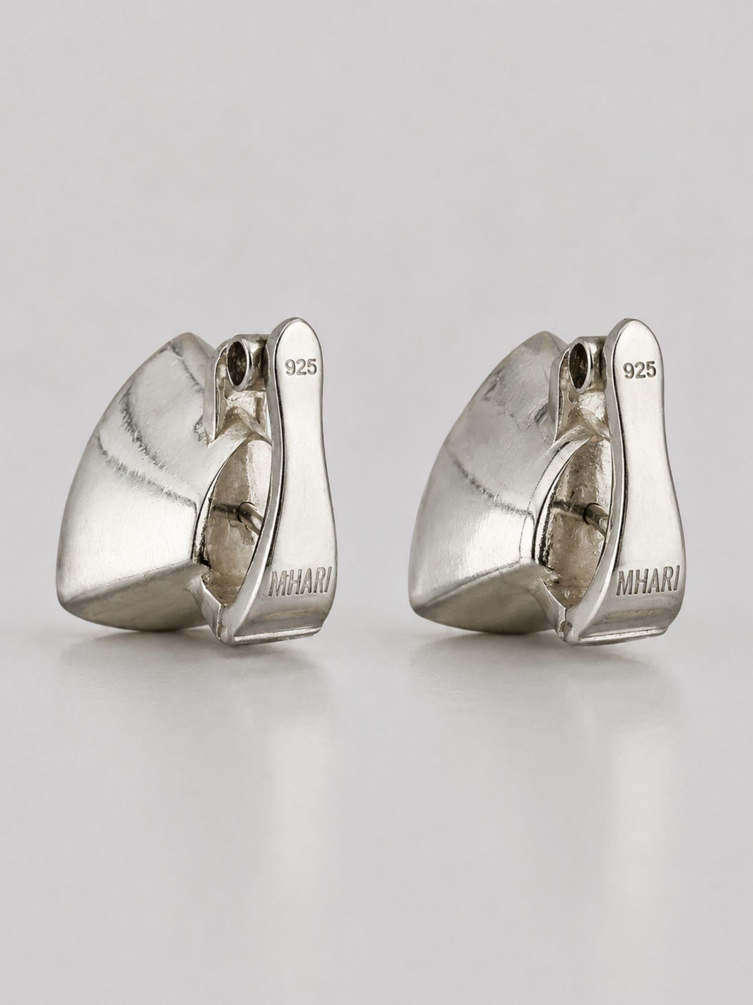 Back view of MHARI Irodori Medium earring showing closure mechanism on mirror-polished 925 silver
