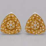 MHARI Irodori Medium statement earrings, gold zircon kaleidoscope on mirror-polished 925 silver, pair