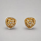 MHARI Irodori Small statement earrings, gold zircon kaleidoscope on mirror-polished 925 silver, pair