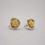 MHARI Irodori Small gold zircon statement earrings in 925 silver, profile view