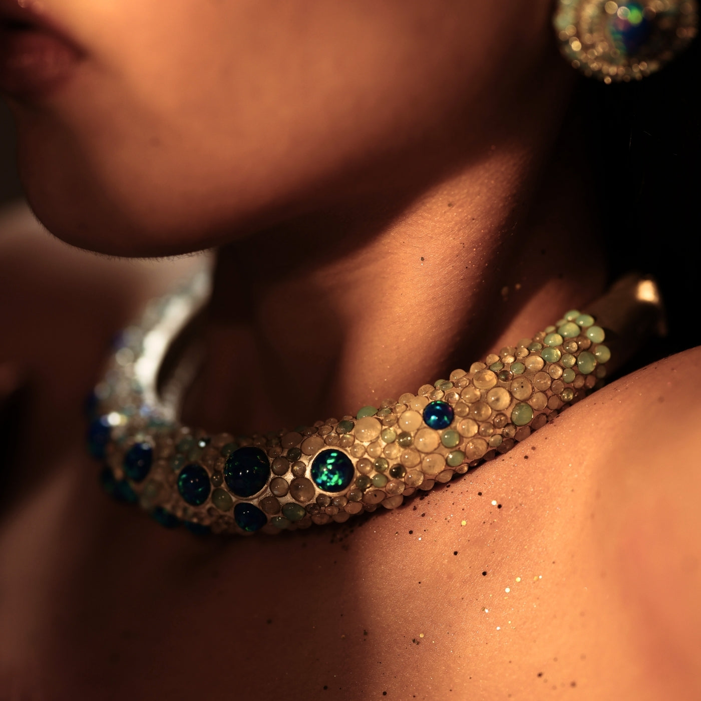 Shop Mhari Necklaces — a sculptural opal and gemstone statement necklace in handcrafted silver