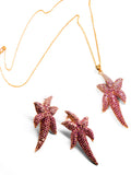 CZ ombre starfish pendant necklace and earring set on cream background
