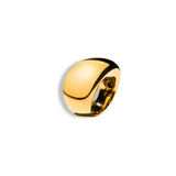 Smooth domed gold curve cocktail ring on white background