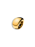 Smooth domed gold curve cocktail ring on white background