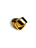 Sculpted gold ribbon cocktail ring with high polish finish on white background